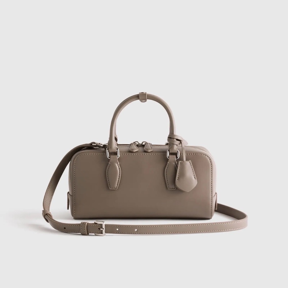 Italian Leather Mini Bowler Crossbody Satchel